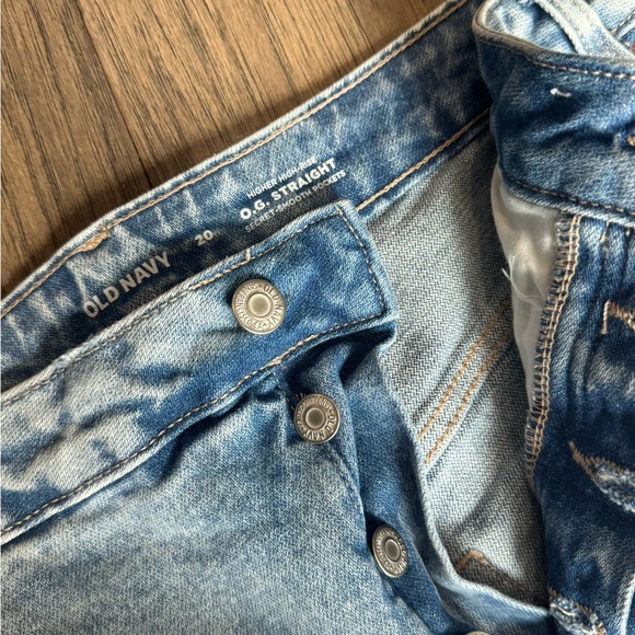 Old Navy High Rise OG Straight Jeans Size 20 Light Wash Distressed Raw Hem NWT - Picture 3 of 3